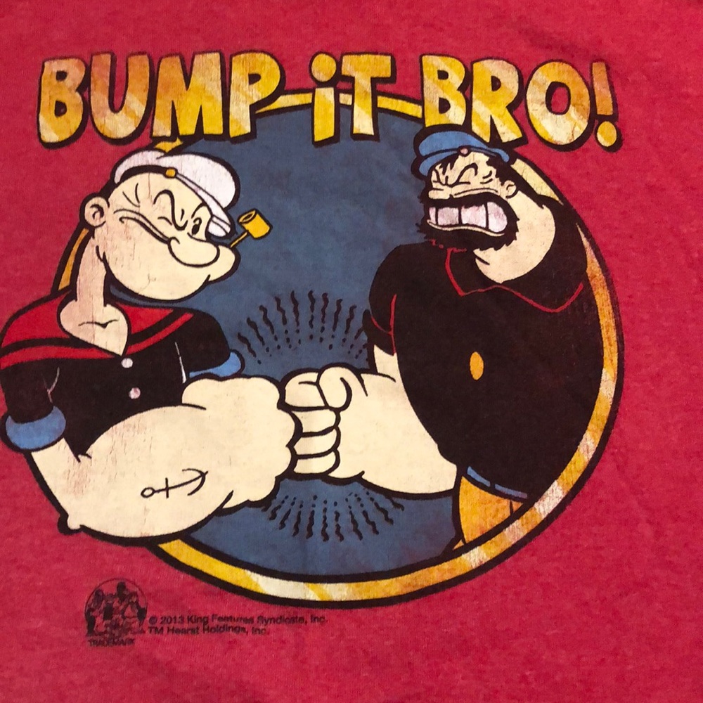 Popeye and Brutus men’s t-shirt Sz X-lg in soft red color. 2013 vintage tee.